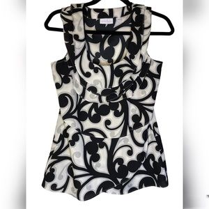 NY and Company Black, White and Grey ruffle blouse